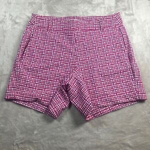 Spanx Womens Small S Shorts Purple Red White Geometric Grid Stretch Activewear